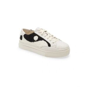 Soludos Yin Yang Platform Sneaker in Black White Leather size 8